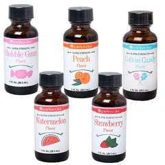 LorAnn front shot of five 1 ounce bottles showing variety and convenient size benefits