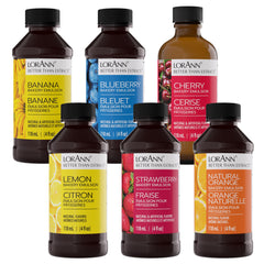 LorAnn Oils variety pack front view showing six 4 oz bottles, consistent flavor control