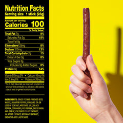 Lorissa's Kitchen stick next to measuring tape and hand showing size and 1 oz portion benefit