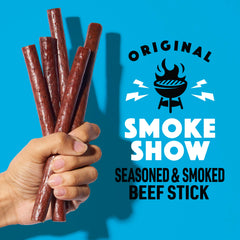 Lorissa's Kitchen single stick close-up highlighting smoked texture and savory seasoning for taste appeal