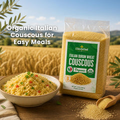L'Oro Del Sud cooked couscous bowl absorbing dressing and herbs