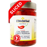 L'Oro Del Sud front label jar showing authentic Calabrian pepper branding and convenience