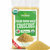 L'Oro Del Sud front packaging showing organic couscous and label benefits