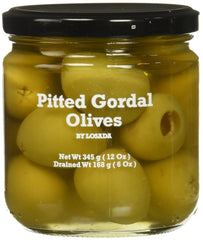 Losada jar front view showing gordal olives, ready-to-serve and convenient