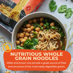 Lotus Foods served bowl of miso ramen with veggies showing quick meal appeal
