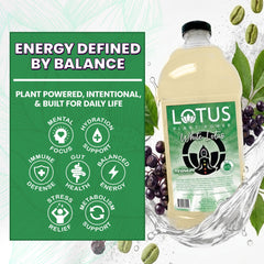 Lotus Plant Power mixing in glass with sparkling water showing easy preparation benefit