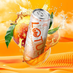 Lotus Plant Power close-up of can texture highlighting plant-based ingredients benefit