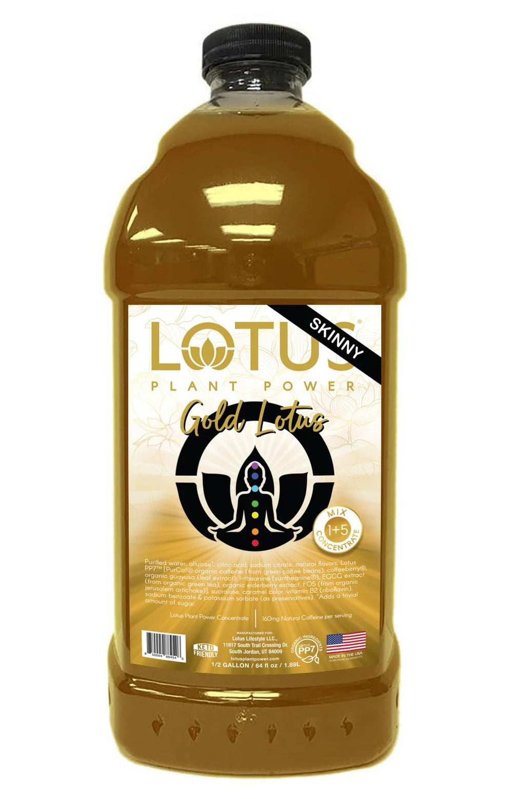 LOTUS PLANT POWER front bottle showing 64 oz concentrate and zero sugar benefits