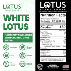 Lotus Plant Power label close-up highlights ingredients and clinically supported benefits