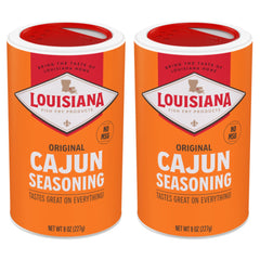 Louisiana Fish Fry front canister showing label and easy-grip design for fast seasoning