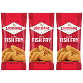 Louisiana Fish Fry front packaging showing brand and convenient 3-pack