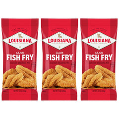 Louisiana Fish Fry front packaging showing brand and convenient 3-pack