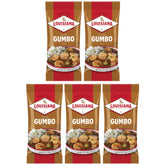 Louisiana Fish Fry front packaging showing five 5 oz gumbo base packets for convenience