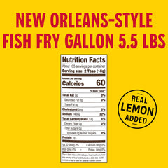 Louisiana Fish Fry open pail showing coarse texture for consistent coating