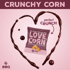 Love Corn BBQ open bag with visible crunchy kernels highlighting ready-to-eat convenience