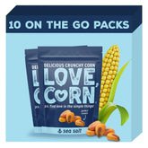 Love Corn front packaging showing 1.6oz bag and sea salt flavor benefit portability