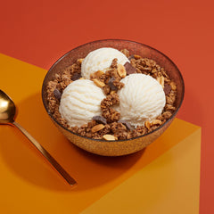 Love Crunch ingredients flatlay with oats, peanuts and chocolate for transparency