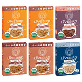 Lovebird front of box showing organic branding and clean ingredient promise, reassuring choice