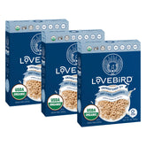 Lovebird front packaging showing clean ingredients and organic badge