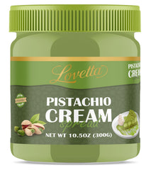 Lovetta pistachio cream front jar showing label and ready-to-use spread benefit