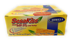 Lowell front packaging showing 24x30g honey sesame bars and convenience