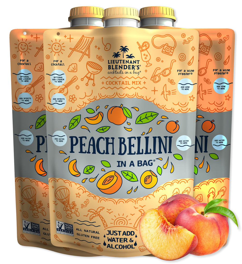 Lt. Blender front packaging showing peach bellini bag and convenience