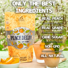 Lt. Blender peach bellini slush poured in glass for instant serving