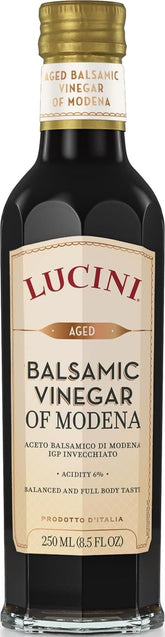 Lucini front packaging showing label and 250mL bottle enhancing pantry