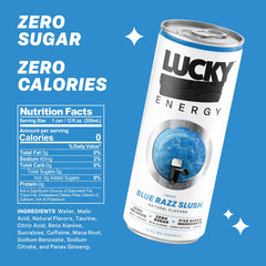 Lucky Energy full 12-pack box ready to store and keep chilled