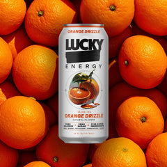 Lucky Energy 16oz can in hand for scale and convenient portability benefit