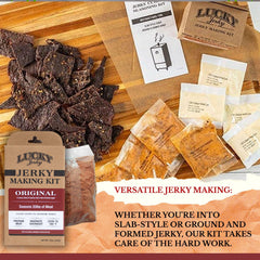 Lucky Beef Jerky seasoning close-up texture showing premium spice blend
