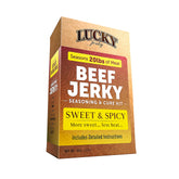 Lucky Beef Jerky front packaging showing kit and benefit of complete seasoning