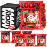 Lucky Ramen front packaging showing 6-pack and protein claim for quick meals