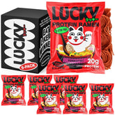 Lucky Ramen front packaging showing tonkotsu flavor and 20g protein benefit