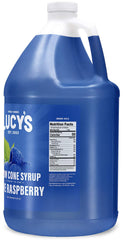 Lucy's syrup texture close-up showing vivid blue color and concentrated consistency