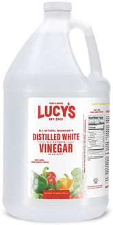Lucy's front label on gallon bottle showing product and clear benefit for multiuse