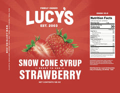 Lucy’s pouring syrup over shaved ice to create colorful, flavorful cones