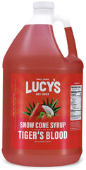 Lucy's Tiger's Blood bottle front label showing brand and size for easy identification