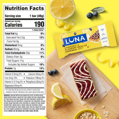 LUNA Bar single unwrapped close-up showing texture and creamy coating for flavor appeal