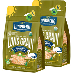 Lundberg front packaging showing two 32 oz bags and clear product view for easy identification and freshness