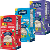 Lundberg front packaging showing three variety boxes and clear labeling for quick choice