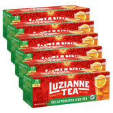 Luzianne decaffeinated iced tea front box showing pack details and convenience