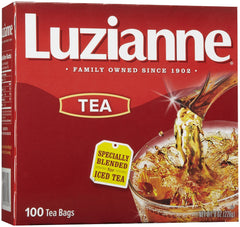 Luzianne front of box showing 100-count and clear labeling for convenient batch brewing