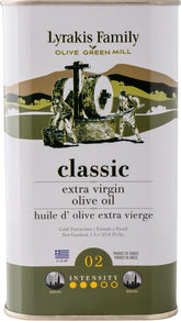 Lyrakis Family front tin showing durable packaging and brand