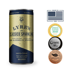 Lyre's close-up of can texture and bubbles highlighting carbonation and refreshing mouthfeel