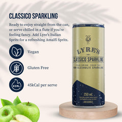 Lyre's side label close-up showing product details and quality reassurance