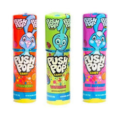LYZA'S SWEETS & TREATS stacked push pops showing strawberry, watermelon, blue raspberry flavors