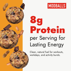 M MODBALLS close-up texture of peanut butter chocolate ball for real-food appeal