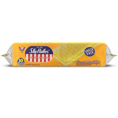 M.Y. San SkyFlakes sandwich in hand demonstrating portable, mess-free snacking benefit