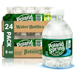 Macouba Poland Spring front packaging showing 24-pack convenience and compact storage